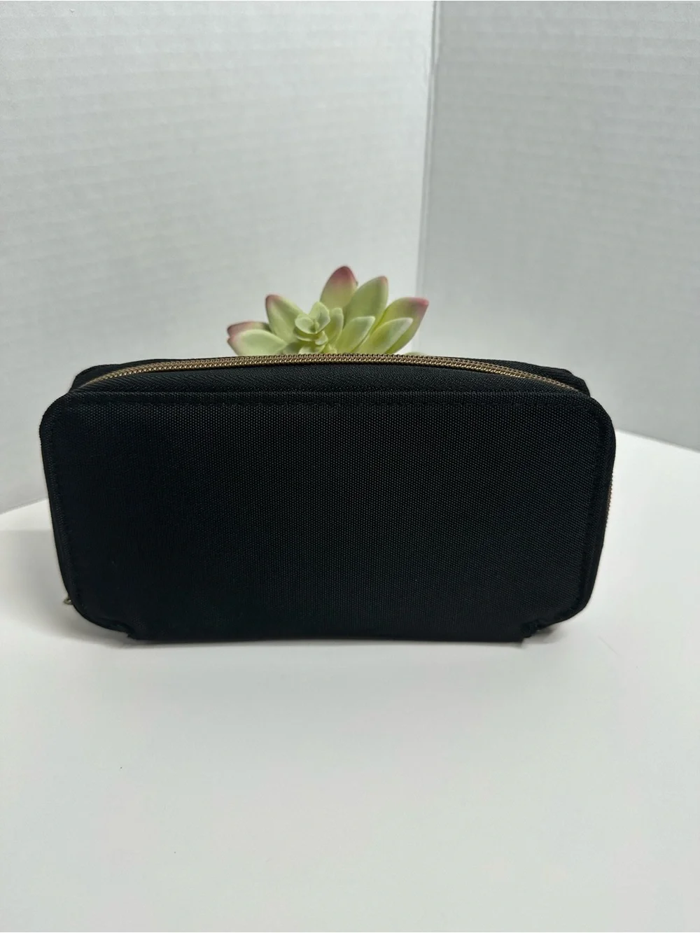 Travelon Black Textured Zip Pouch with Gold Accent